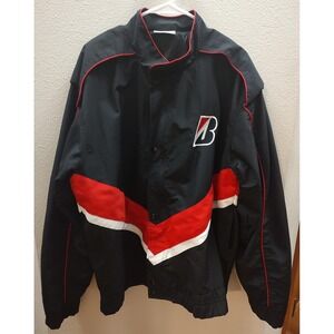 Vintage 90s Bridgestone Tires Pit Jacket Men's Large Black Formula 1 Racing B13